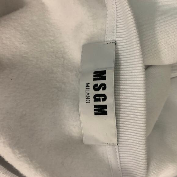 MSGM Size XS White Cotton Rhinestones Crew-Neck Pullover - Picture 5 of 6